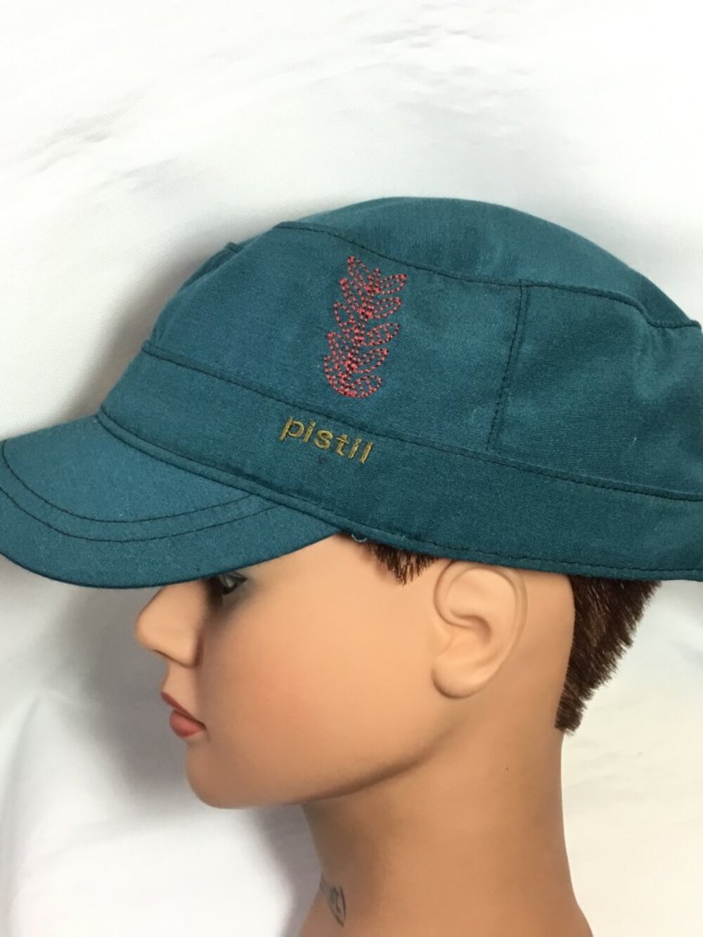 Pistil Women's Cadet Military Cap Cream Teal Blue Adjustable One Size - Picture 2 of 7